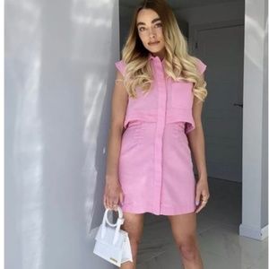 ZARA TWO-PIECE LINEN BLEND DRESS PINK